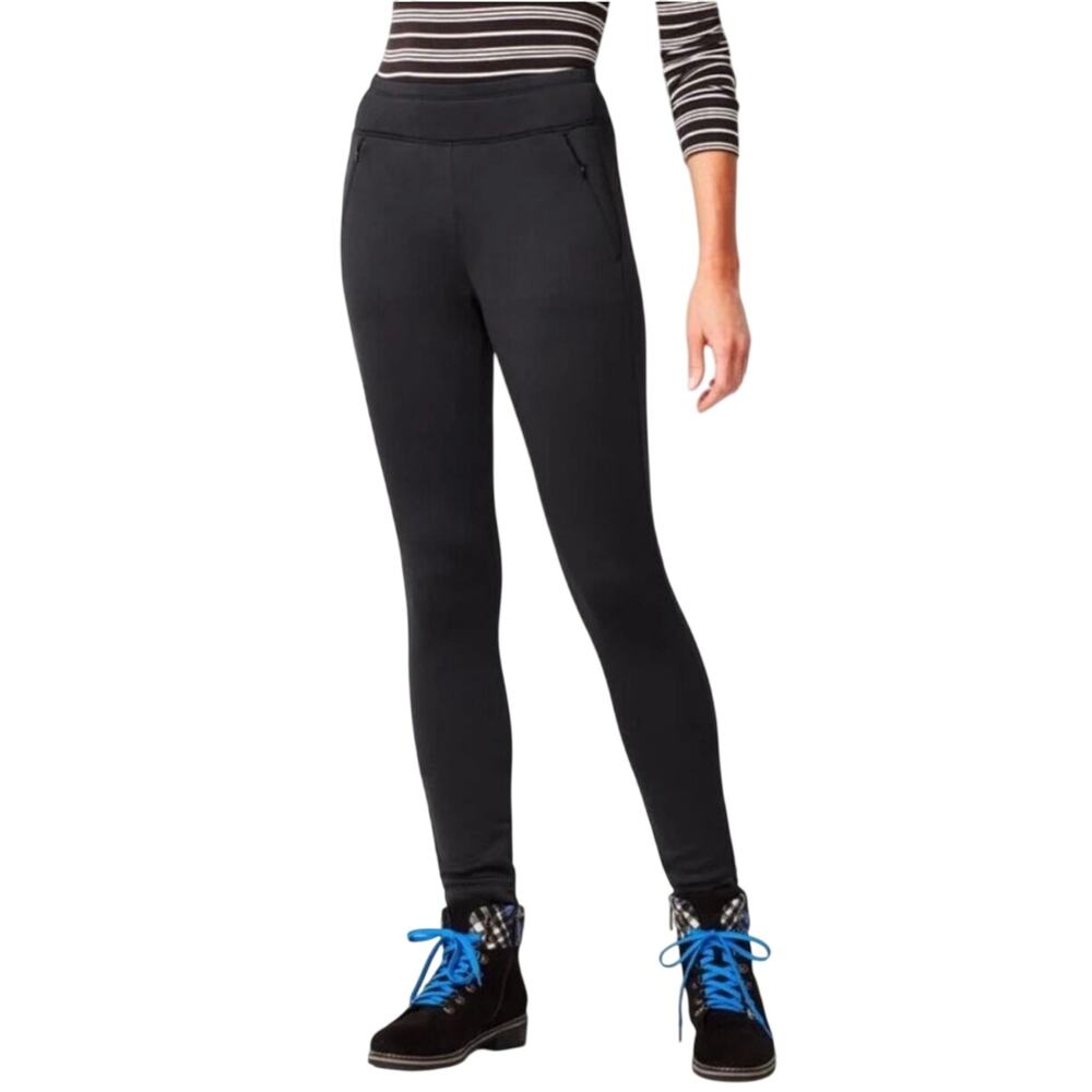 Talbots Black leggings with Polartec fleece interior, zippered pockets, S